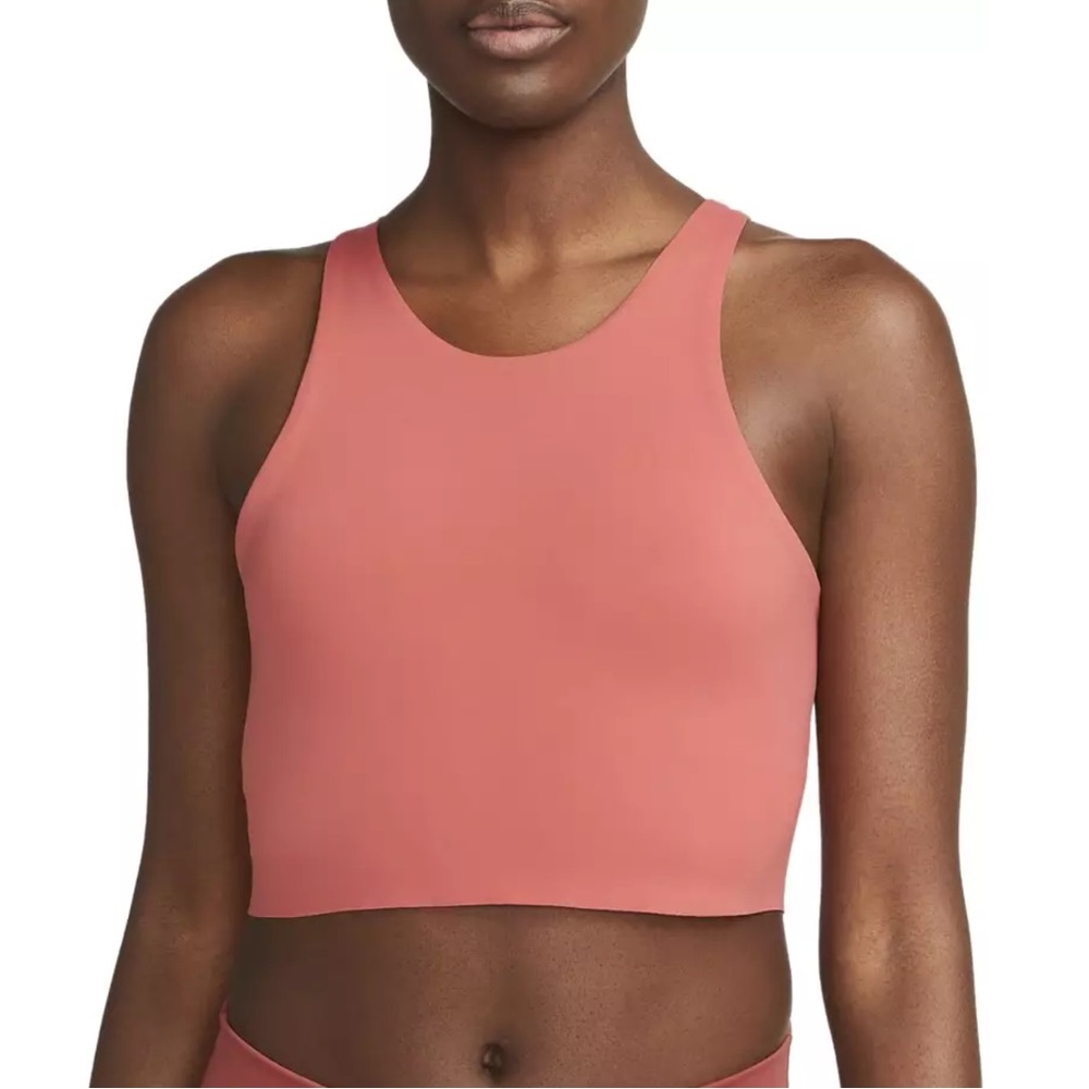 Nike Yoga Dri-FIT Luxe Crop Tank Top Size Small Coral/Peach/Pink